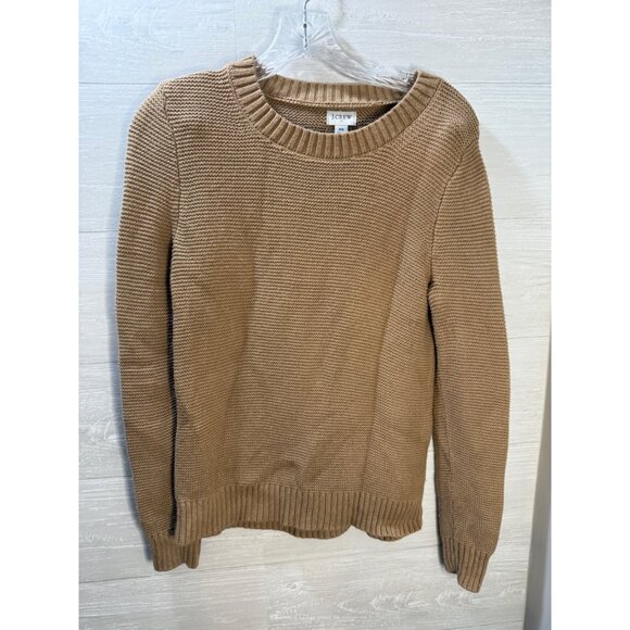 J.Crew‎ Womens Tan Cotton Knit Crewneck Sweater XS - Picture 4 of 6